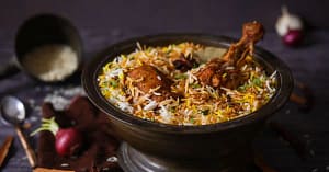 Authentic Hyderabadi Chicken Biryani.
